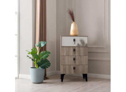 Schlafzimmer Möbel Hellbraune Hochkommode Designer 4x-türige Kommode