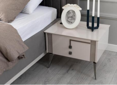 Beiger Nachttisch Schlafzimmer Holzmöbel Holzkonsole Luxus Nachttische