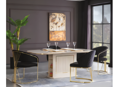 Komplette Esszimmer Luxus Essgruppe Esstisch Stühle 5tlg Beige Essecke