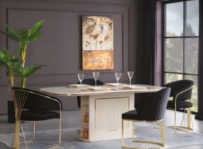 Komplette Esszimmer Luxus Essgruppe Esstisch Stühle 5tlg Beige Essecke