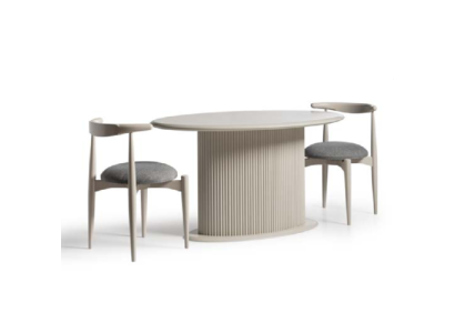 Esszimmer Essgruppe Komplette Esstisch Stühle 3tlg Beige Design Oval