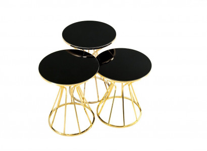 Gruppe Beistelltische Kaffeetische Sofatische 3tlg Couchtische Gold