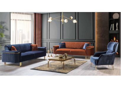 Moderne Wohnzimmer Sofagarnitur Designer Dreisitzer Sofas Polstersessel