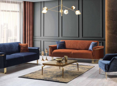 Moderne Wohnzimmer Sofagarnitur Designer Dreisitzer Sofas Polstersessel