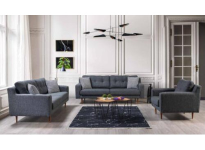 Graue Wohnzimmer Sitzgarnitur Luxuriöse 2x Sofas Designer Polstersessel