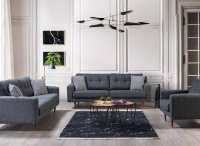 Graues Wohnzimmer Set Luxuriöse 2x Textil Sofas Designer Polster Sessel