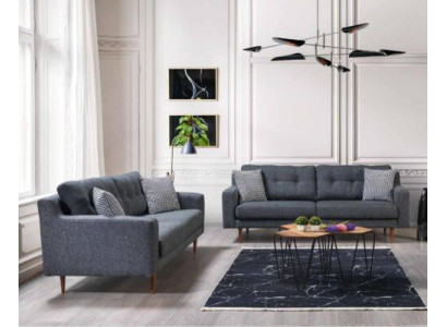 Graue Wohnzimmer Couchgarnitur Luxuriöse 2x Polstersofas Textil Möbel