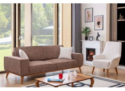 Wohnzimmer Beiger Dreisitzer Luxuriöser Weißer Einsitzer 2tlg Garnitur