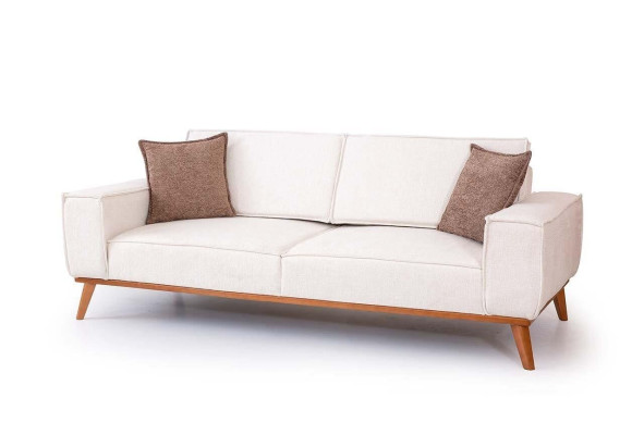 Weiße Wohnzimmer Garnitur Stilvoller 3-Sitzer Designer Sessel 2tlg Set