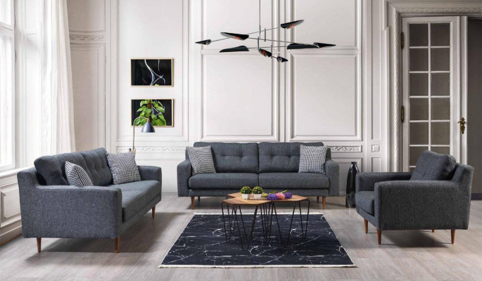 Moderner Grauer Dreisitzer Luxuriöses Wohnzimmer 3-Sitzer Luxus Möbel