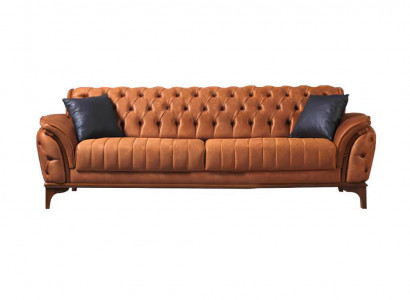 Oranger Chesterfield 3-Sitzer Wohnzimmer Luxus Sofa Moderne Edle Couch