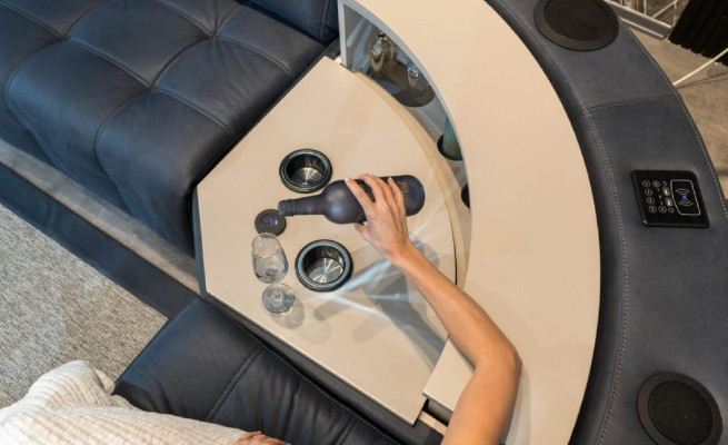 Ecksofa L form Ledersofa Großes Sofa Grau Couch Wohnzimmer Design