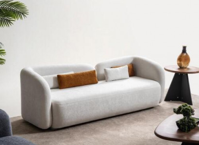 Modern Design Polster Weiß Sitz Couch 3 Sitzer Sofa Sofas Textil Stoff