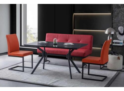 Moderne Esszimmer Möbel Schwarzer Esstisch Kunstleder Stühle Luxus Bank