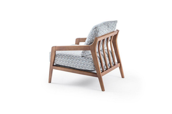 Wohnzimmer Weißer Holzgestell Sessel Roubster Stoff Stilvoller Einsitzer