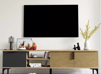 Braun-Grau RTV TV-Lowboard Schrank Modern Design Rechteckig Form Wohnzimmer