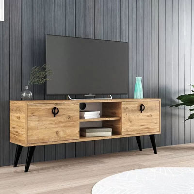 Braun Wohnzimmer TV-Lowboard Sideboard RTV Modern Design Rechteck Form