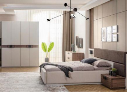Luxuriöse Schlafzimmer Garnitur Doppelbett 2x Nachttische Eckschrank