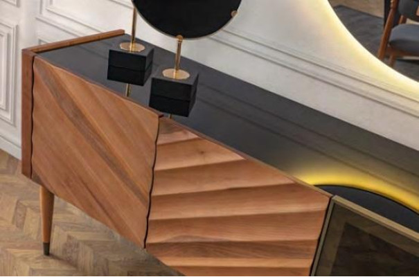 Braun-Schwarze Luxus Anrichte Designer 3x Schubladen Kommode Holz Möbel