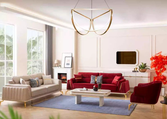 Wohnzimmer Sessel Möbel Drehsessel 1 Sitzer Moderne rot Design Textil