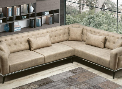 Sofa Couch Beige Wohnzimmer Set Design Modernes Sofa Ecksofa neu