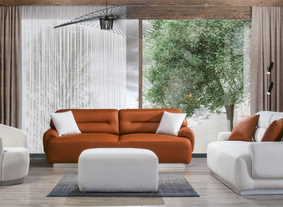 Gemütliche Sofagarnitur Wohnzimmer Couch Sitzpolster Garnitur 3+3+1 Hocker 4tlg