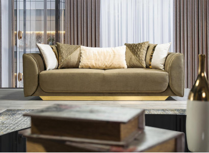 Designer Sofa 3-Sitzer grün Stoffsofa Sofapolster Sofas Textilien Couch