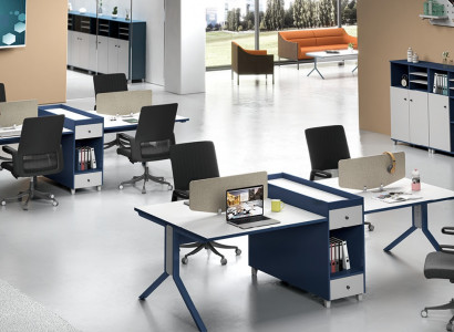 Tisch Büro Möbel Einrichtung Tische Callcenter 4 Arbeitsplätze Schreibtisch