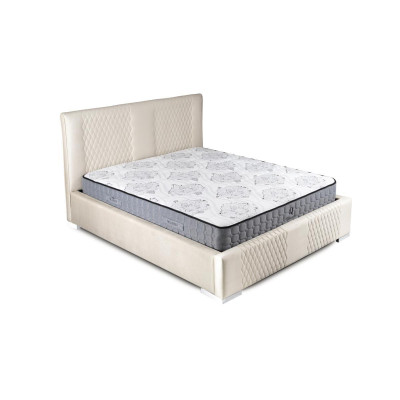 Bett Beige Doppelbett Modern Luxus Bett Polster Stoff Schlafzimmer Modern Neu
