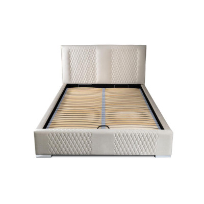 Bett Beige Doppelbett Modern Luxus Bett Polster Stoff Schlafzimmer Modern Neu