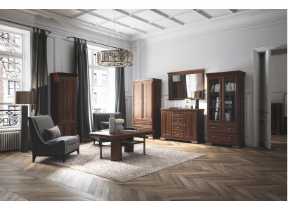 Garnitur Vitrine Kommode 4tlg. Holz Möbel Regal Wohnzimmer Wohnwand Set Gruppe