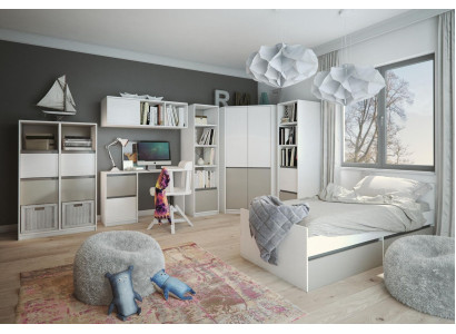 Kinderzimmer Jugendzimmer Set Bett Kleiderschrank Schrank Schreibtisch Neu 7tlg