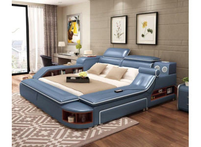 Leder Bett Betten Polster Doppel Multifunktion 180x200 Leder Bettgestell