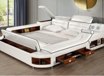 Luxus Bett Bett Leder Betten 180x200 Multifunktion Schlafzimmer Liege