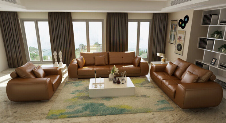Ledersofa Couch Wohnlandschaft Garnitur Modern Sofa Garnituren neu
