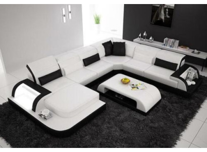 Wohnlandschaft Extra Luxus Klasse Ecksofa Couch - Eckgarnituren Ledersofa