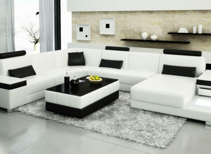 Ledersofa Designer Sofa U Form Wohnlandschaft Couch Polster Deko Ecksofa