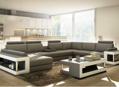Wohnlandschaft Luxus Trend Kollektion Couch Ledersofa Sofa U Form Sitz