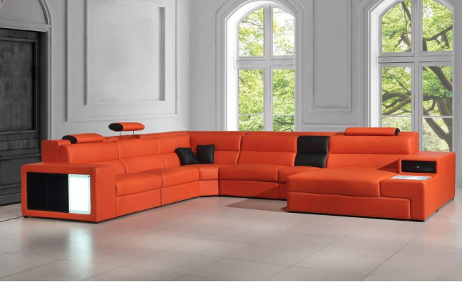 Ecksofa Ledersofa Big xxl U Form Wohnlandschaft Sofa Deko Couch Garnitur