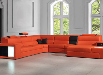 Ecksofa Ledersofa Big xxl U Form Wohnlandschaft Sofa Deko Couch Garnitur