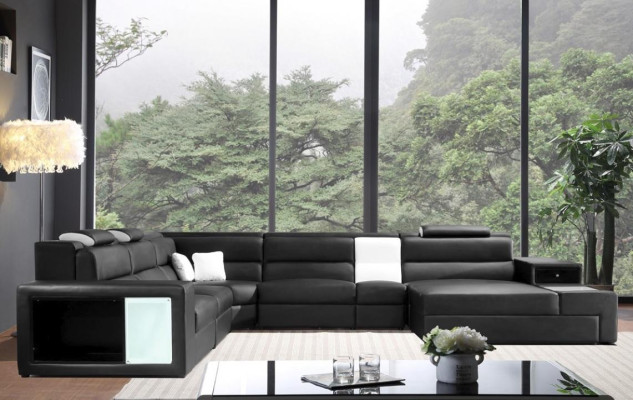 Ecksofa Ledersofa Big xxl U Form Wohnlandschaft Sofa Deko Couch Garnitur