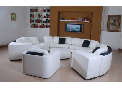 Wohnlandschaft Rund Ecksofa Leder Runde Couch Garnitur Sofa Couch Ecke