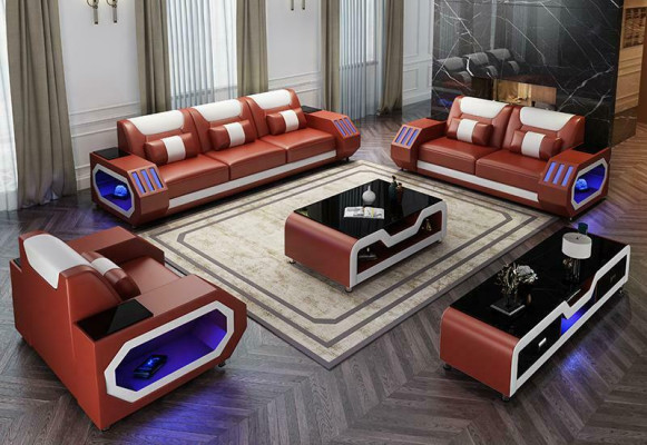 Wohnlandschaft L Form Ecksofa + Couchtisch + Sideboard Design