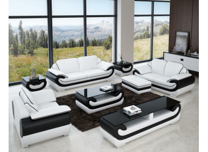 Sofagarnitur 3+2+1 Sitzer 2x Beistelltisch Sideboard Hocker 7tlg.Wohnzimmer Set