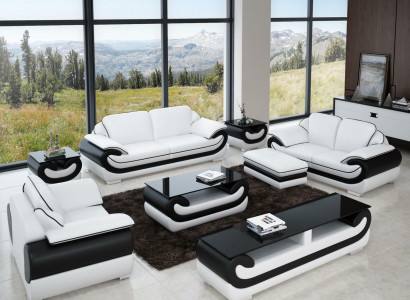 Sofagarnitur 3+2+1 Sitzer 2x Beistelltisch Sideboard Hocker 7tlg.Wohnzimmer Set