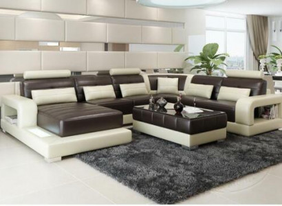 Braunes Ledersofa Ecksofa Sofa Couch Design Sitz Polster Garnitur