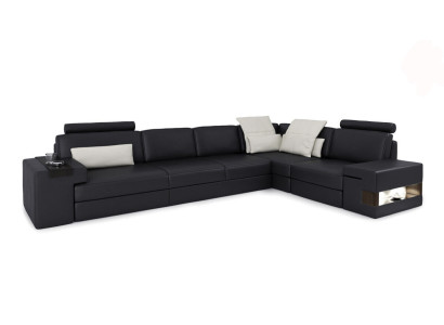 Ledersofa Sofa Modernes Polster Leder Design Ecksofa Couch Textil