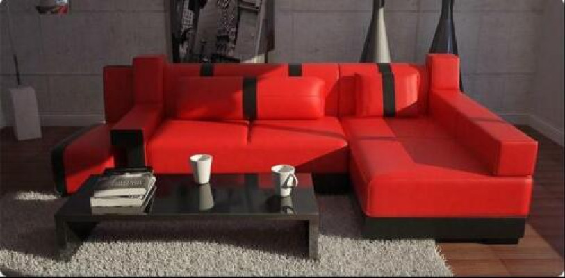 Ecksofa Sofa Couch Deko Polster Wohnlandschaft Leder Eck Sofas Garnitur