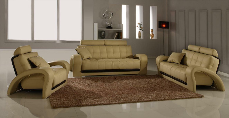 Ledersofa Wohnlandschaft 3+2 Sitzer Garnitur Design Modern Sofa Ledergarnitur