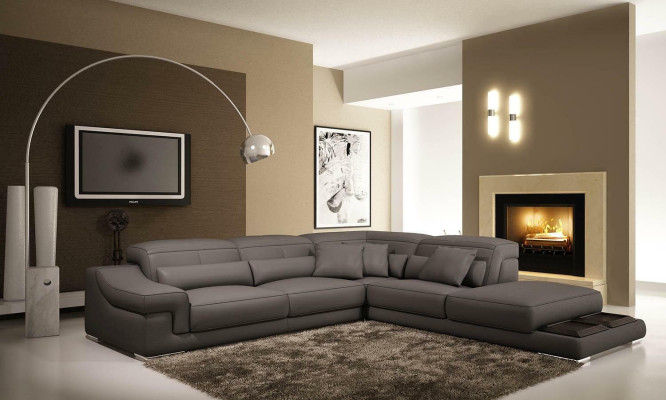 Ecksofa L-Form Design Sofa Ecksofa Couch Leder Polster Textil Sofas
